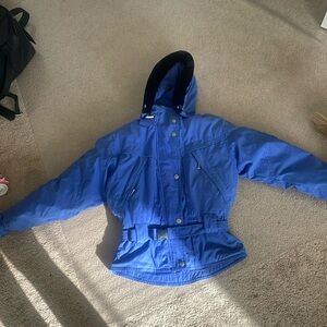Blue  ski jacket black faux fur hood
